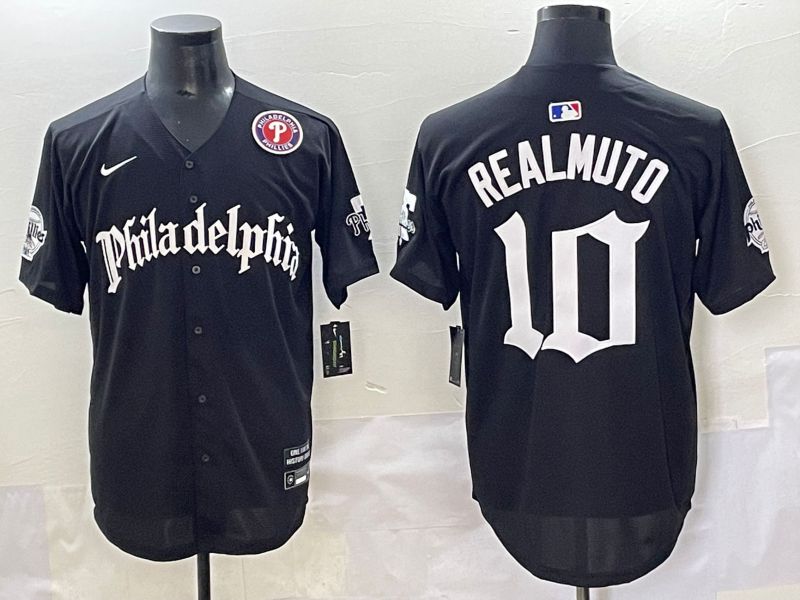 Men 2025 Philadelphia Phillies #10 Realmuto Black Five generations Joint Name Nike MLB Jersey style 7->philadelphia phillies->MLB Jersey